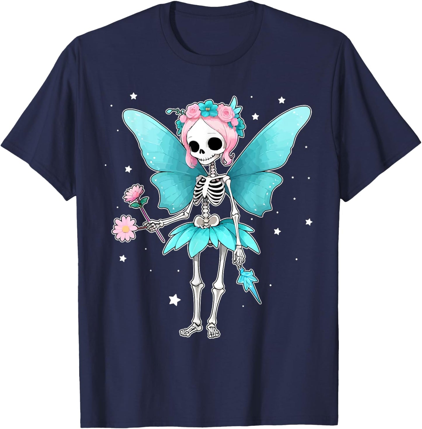Fairy Skeleton Enchanted Gothic T-Shirt - T-Shirt | Navy