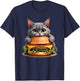Funny Fast Food Cat Burger Lover Cute Cats Cheeseburger Women Kids T-Shirt - T-Shirt | Navy