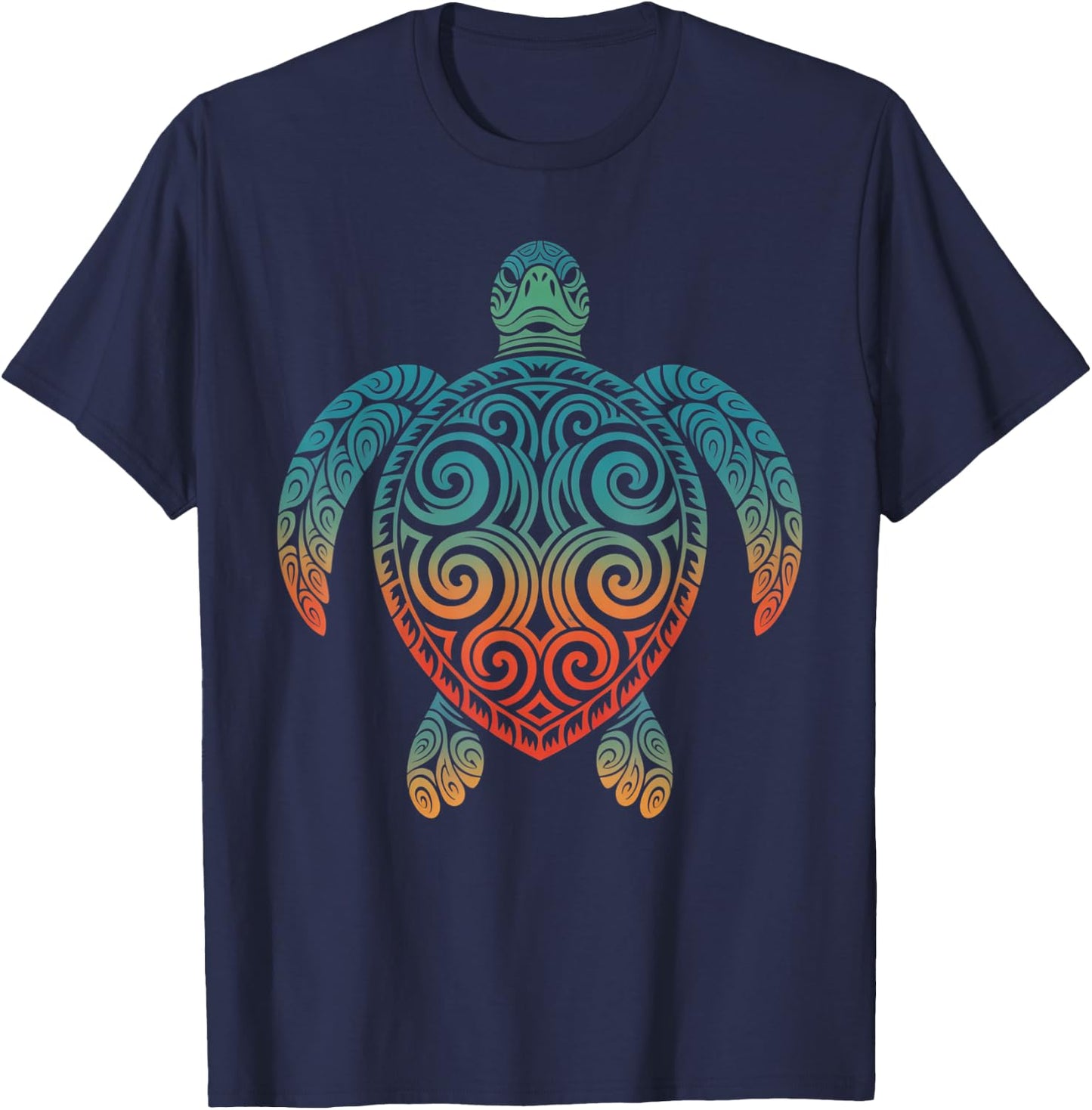 Tribal Tattoo Hawaiian Maori Sun Sea Turtle T-Shirt - T-Shirt | Navy