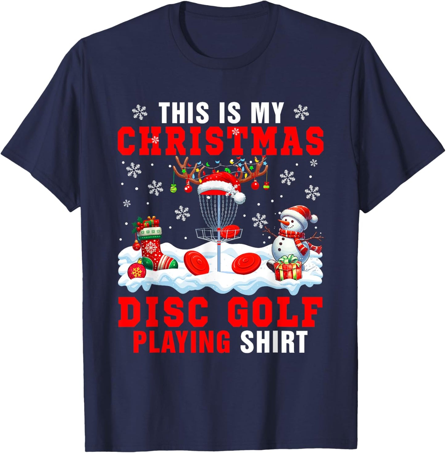 My Christmas Disc Golf Playing Shirt Santa Equipment Player T-Shirt - T-Shirt | Navy