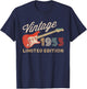 Vintage 1953 Limited Edition Guitar Year Of Birth Birthday T-Shirt - T-Shirt | Navy