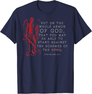 Put On The Whole Armor Of God That You May Be Able (on back) T-Shirt - T-Shirt | Navy