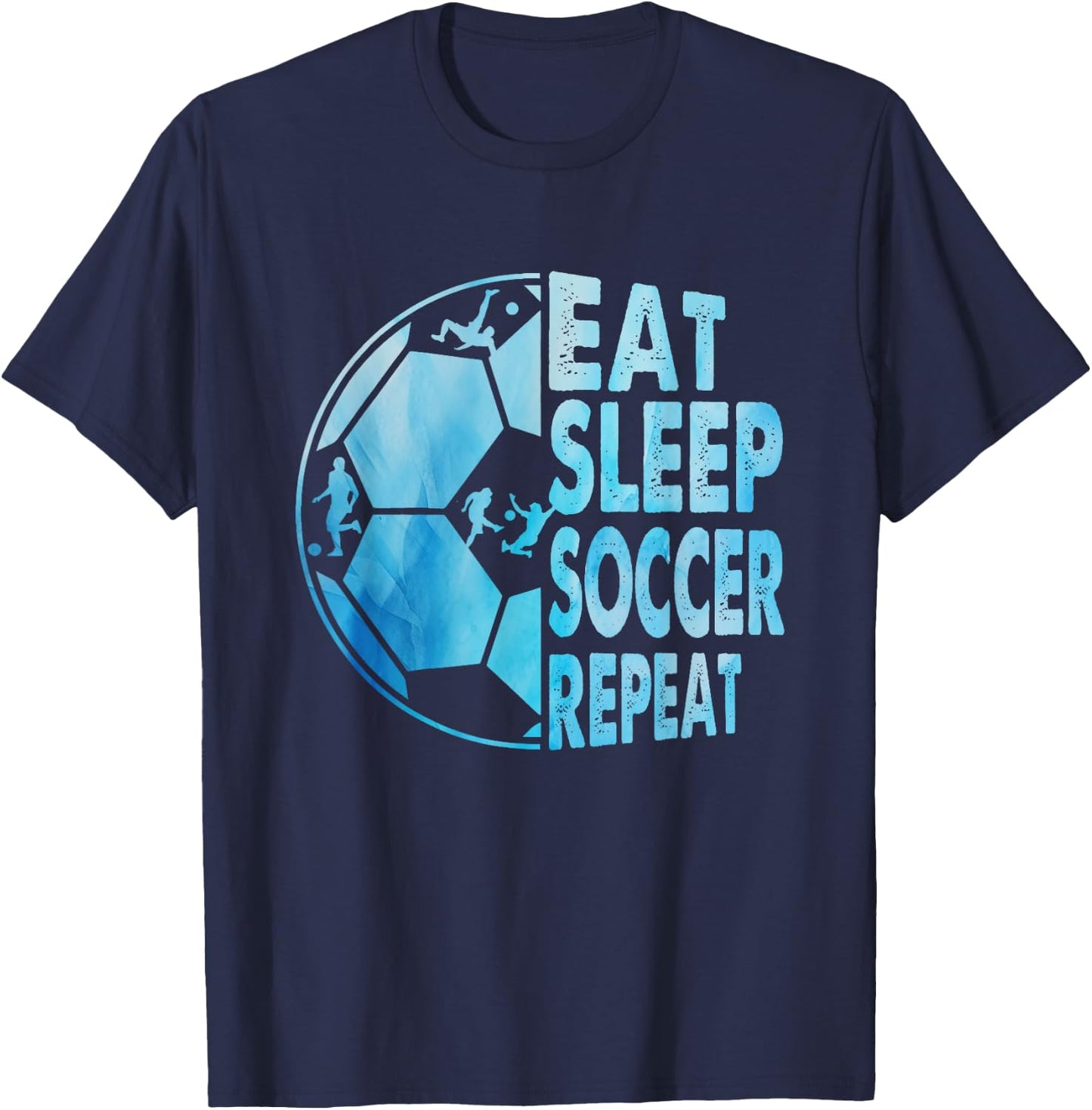 Eat Sleep Soccer Repeat For Youth Girls Kids Boys Purple T-Shirt - T-Shirt | Navy