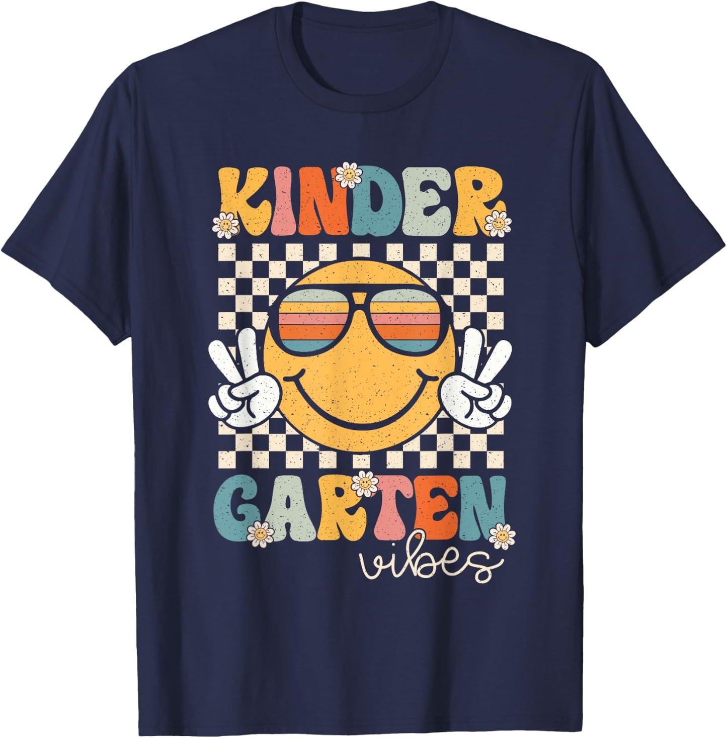 Kindergarten Vibes Smile Face 1st Day First Day of School T-Shirt - T-Shirt | Navy
