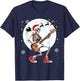 Christmas Santa Skeletons Playing Guitar Bass Guitarist T-Shirt - T-Shirt | Navy