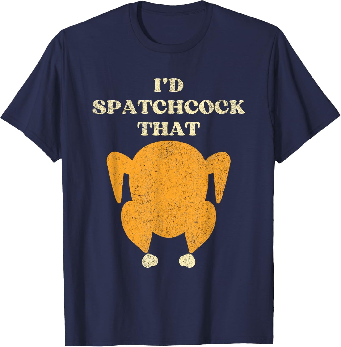 Thanksgiving Spatchcock Turkey Grilling on BBQ Grill T-Shirt - T-Shirt | Navy