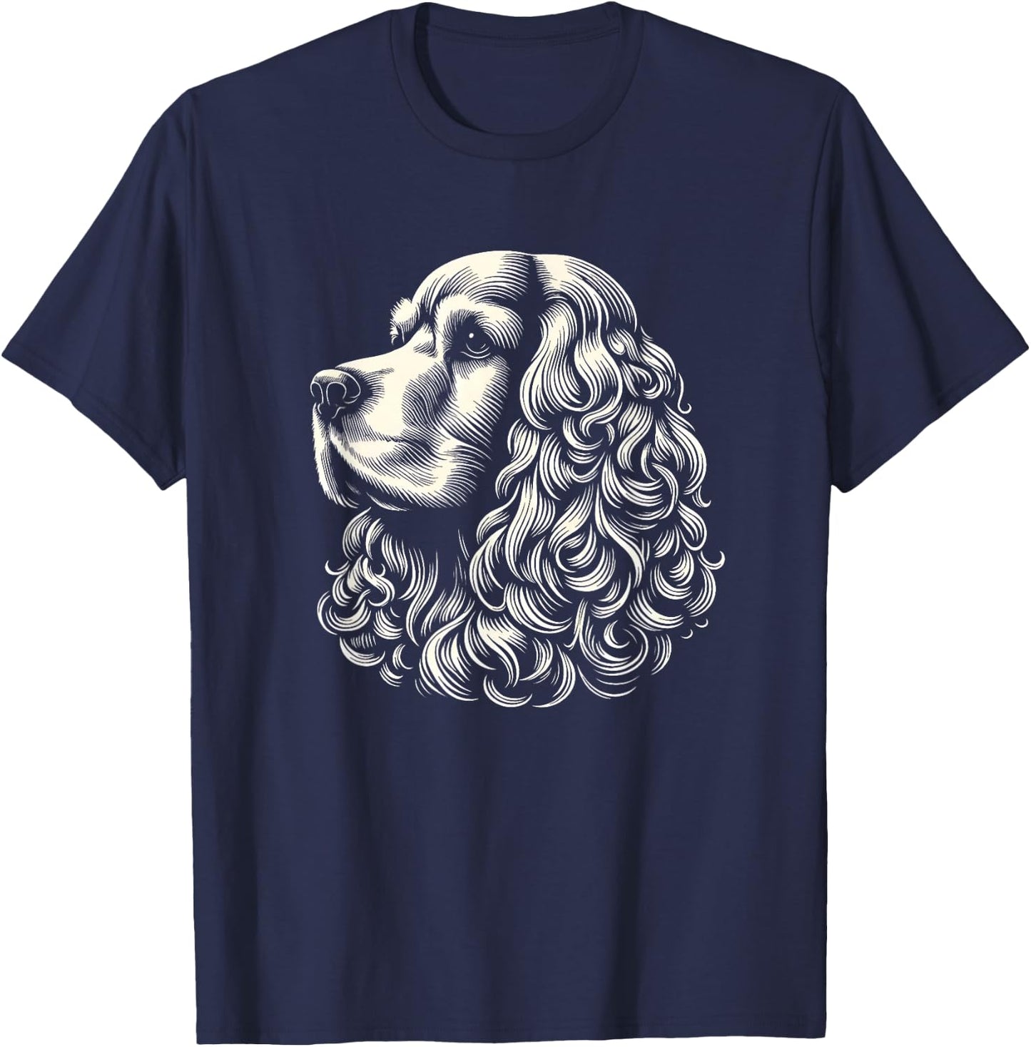 Cocker Spaniel Dog Face Art Design and T-Shirt - T-Shirt | Navy
