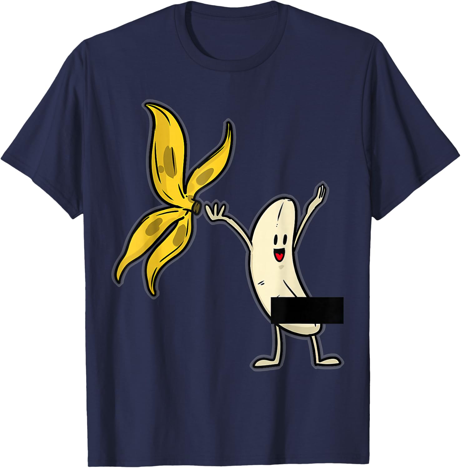 Banana Striptease Censored Naked Funny Adult T-Shirt - T-Shirt | Navy