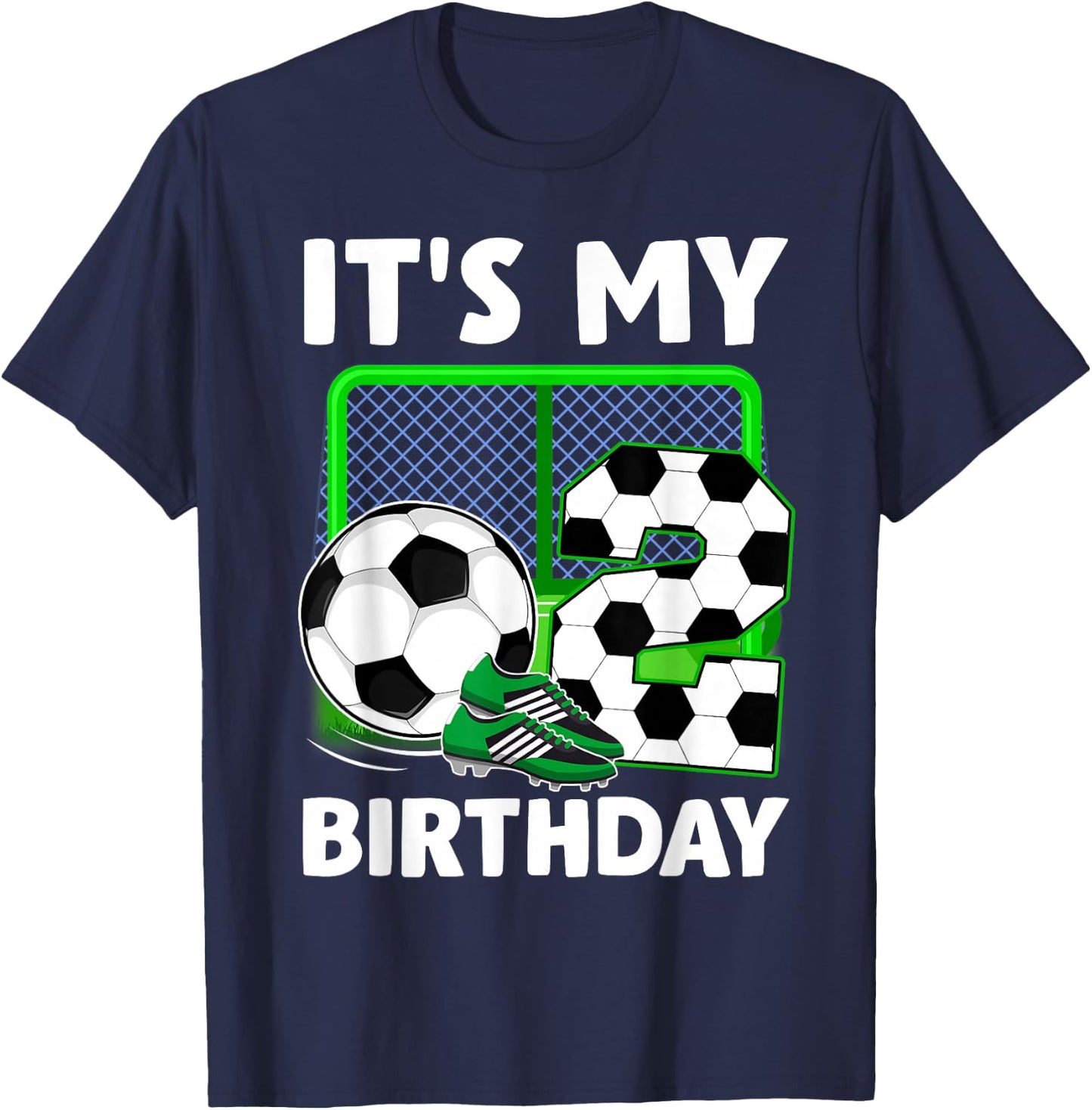 It's My 2nd Soccer Party 2 Year Old Birthday Soccer Boy T-Shirt - T-Shirt | Navy