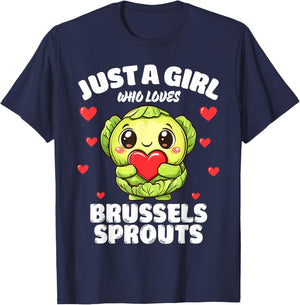 Just A Girl Who Loves Brussels Sprouts T-Shirt - T-Shirt | Navy