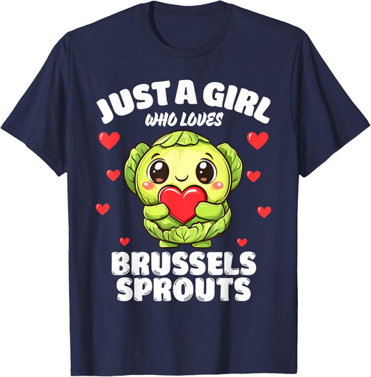 Just A Girl Who Loves Brussels Sprouts T-Shirt - T-Shirt | Navy