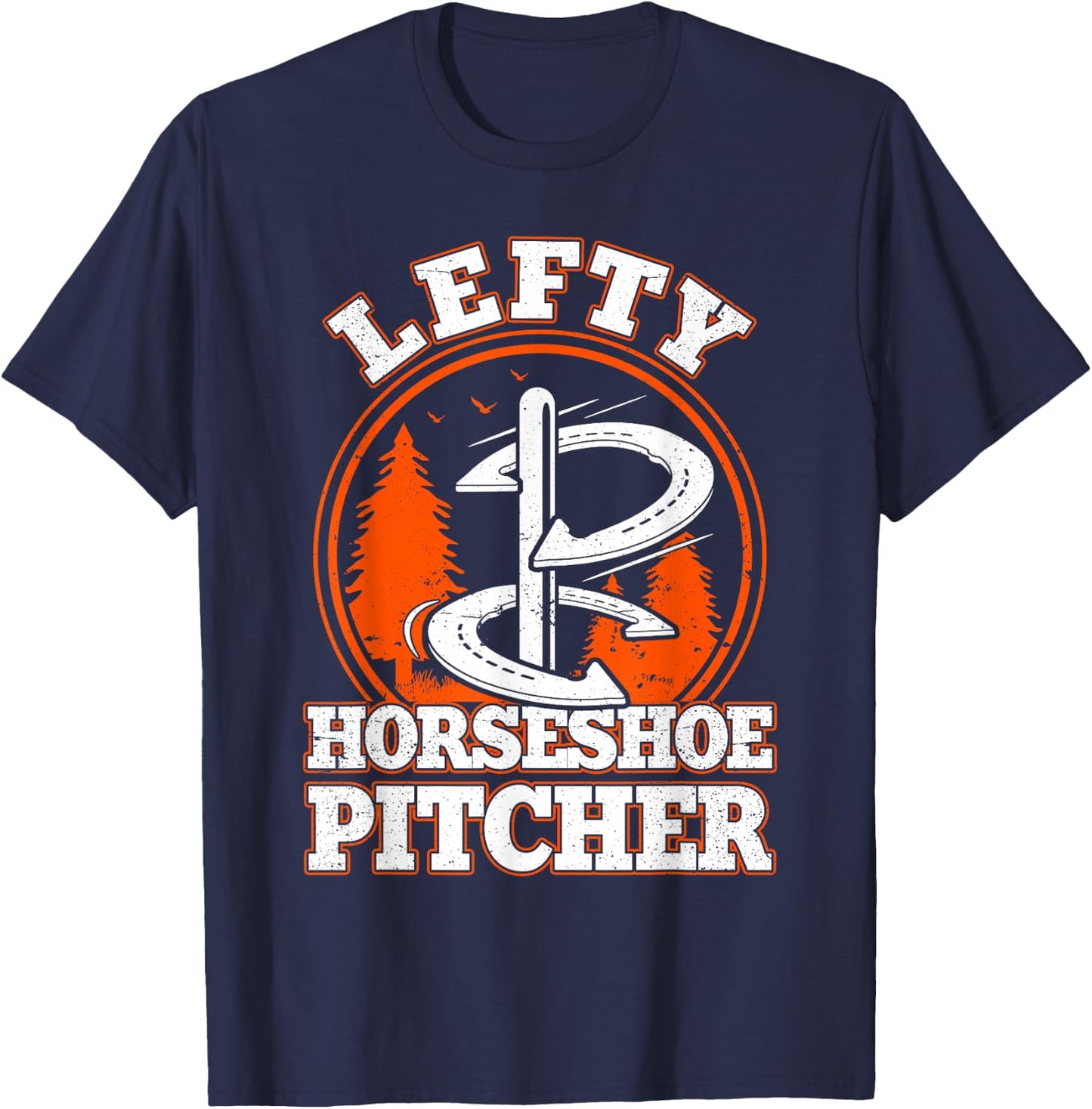 Lefty Horseshoe Pitcher Horseshoe Pitching Left handed T-Shirt - T-Shirt | Navy