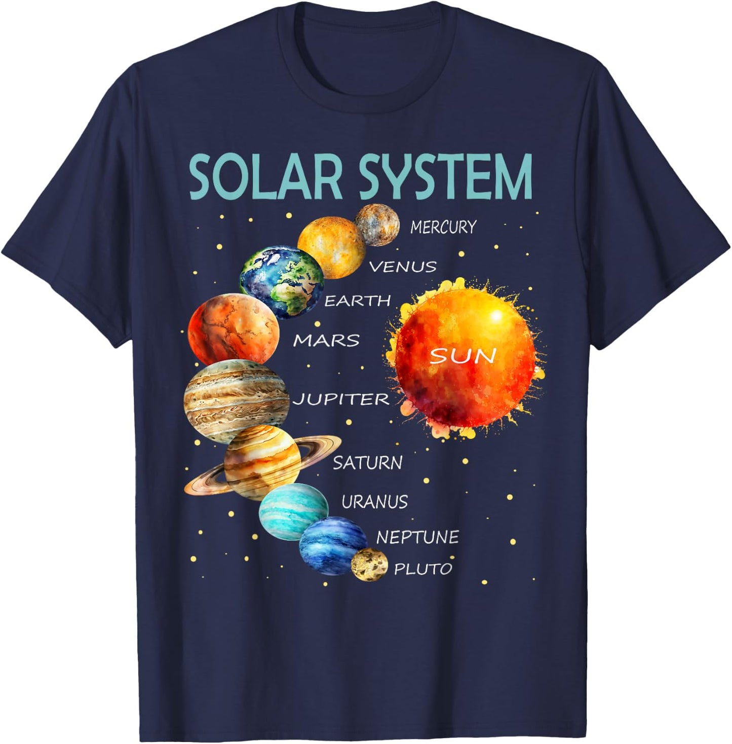 Solar System, Planets, Science, Space, Boys T-Shirt - T-Shirt | Navy