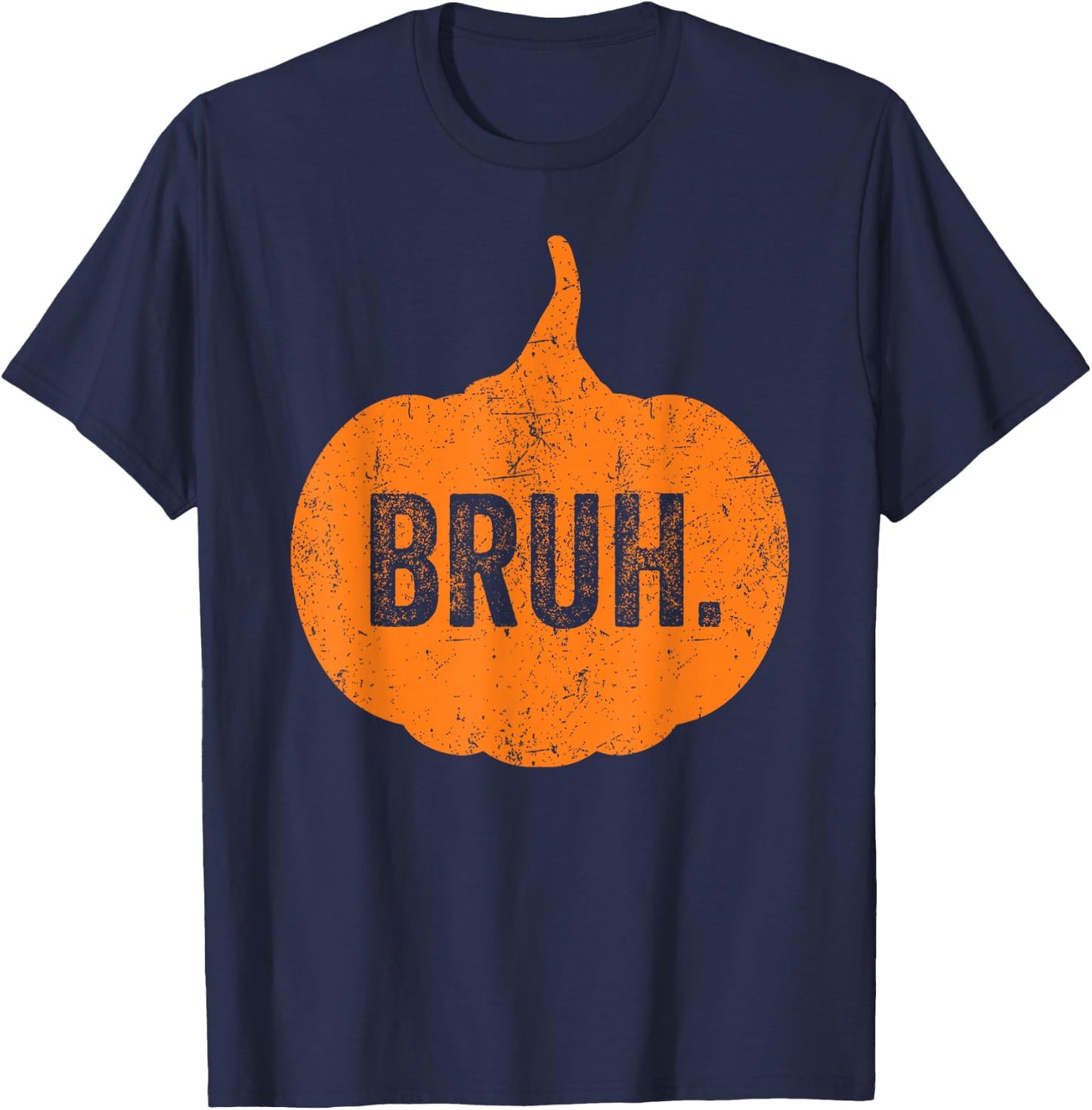 Bruh Meme Pumpkin Funny Halloween Teens Boys Kids Men T-Shirt - T-Shirt | Navy