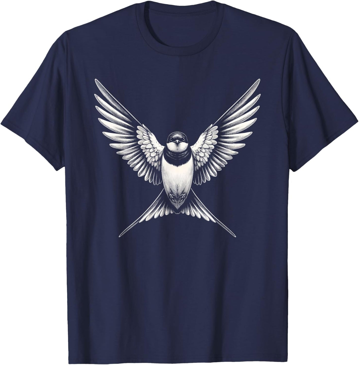 Swallow Bird Graphic Art Design T-Shirt - T-Shirt | Navy