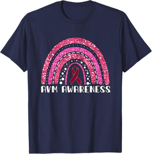 Rainbow Warrior AVM Awareness T-Shirt - T-Shirt | Navy