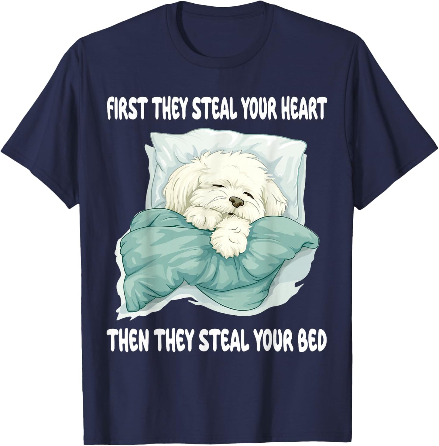 Coton De Tulear Sleeping Pajamas Nightgown T-Shirt - T-Shirt | Navy