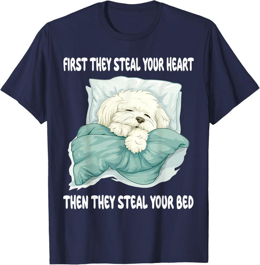 Coton De Tulear Sleeping Pajamas Nightgown T-Shirt - T-Shirt | Navy