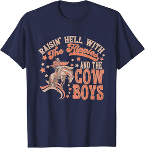 Raisin' Hell with the Hippies and the Cowboys, Howdy Western T-Shirt - T-Shirt | Navy