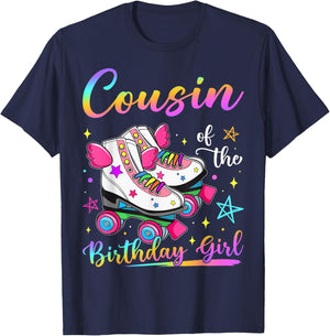 Cousin Of The Birthday Girl Rolling Skate Family Matching T-Shirt - T-Shirt | Navy