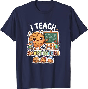Women Teacher I Teach Smart Cookies Cute Classroom Humor Fun T-Shirt - T-Shirt | Navy