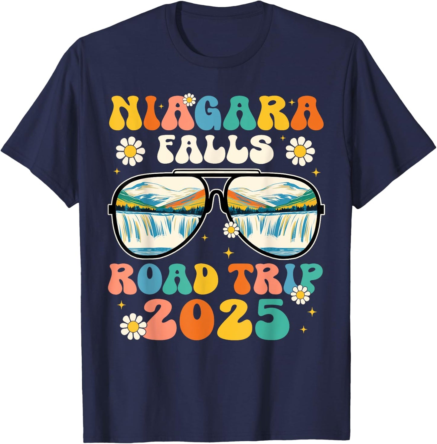 Niagara Falls Road Trip 2025 Sunglasses Family Vacation 2025 T-Shirt - T-Shirt | Navy