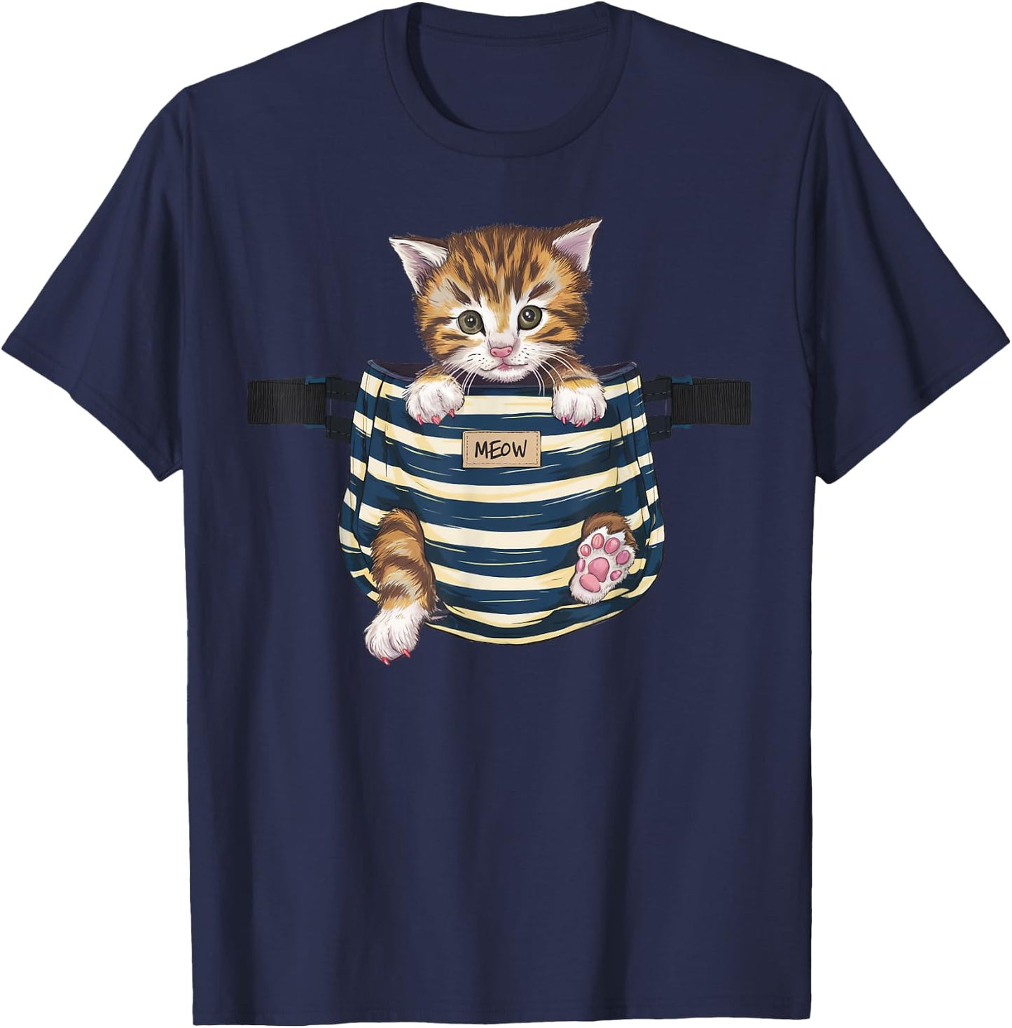 Cat Pocket Cute Kitten Gifts For Cat Lover Cat Mom Cat Dad Women Kids T-Shirt - T-Shirt | Navy