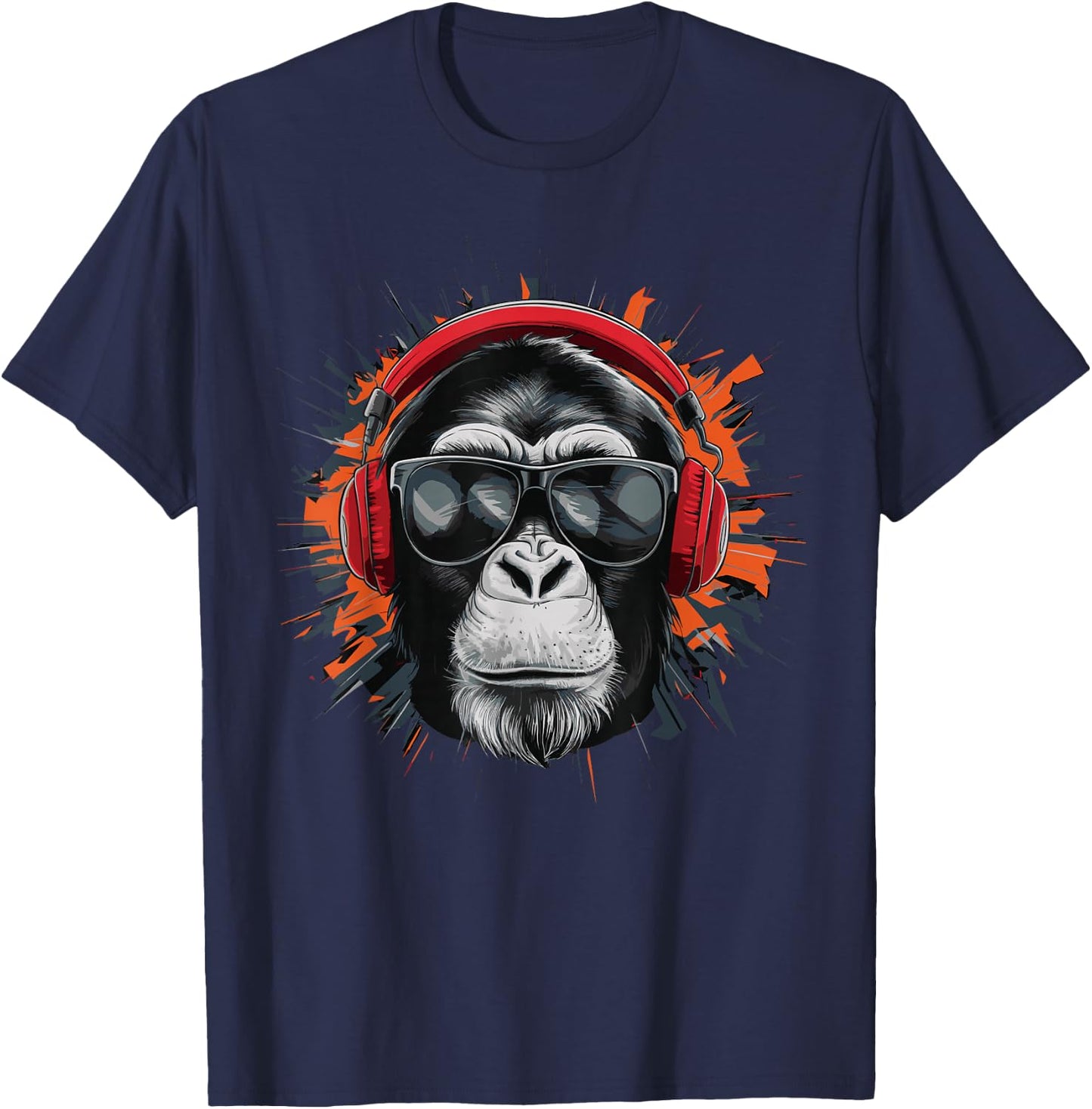 DJ Monkey with Sunglasses DJ Monkey Headphones T-Shirt - T-Shirt | Navy