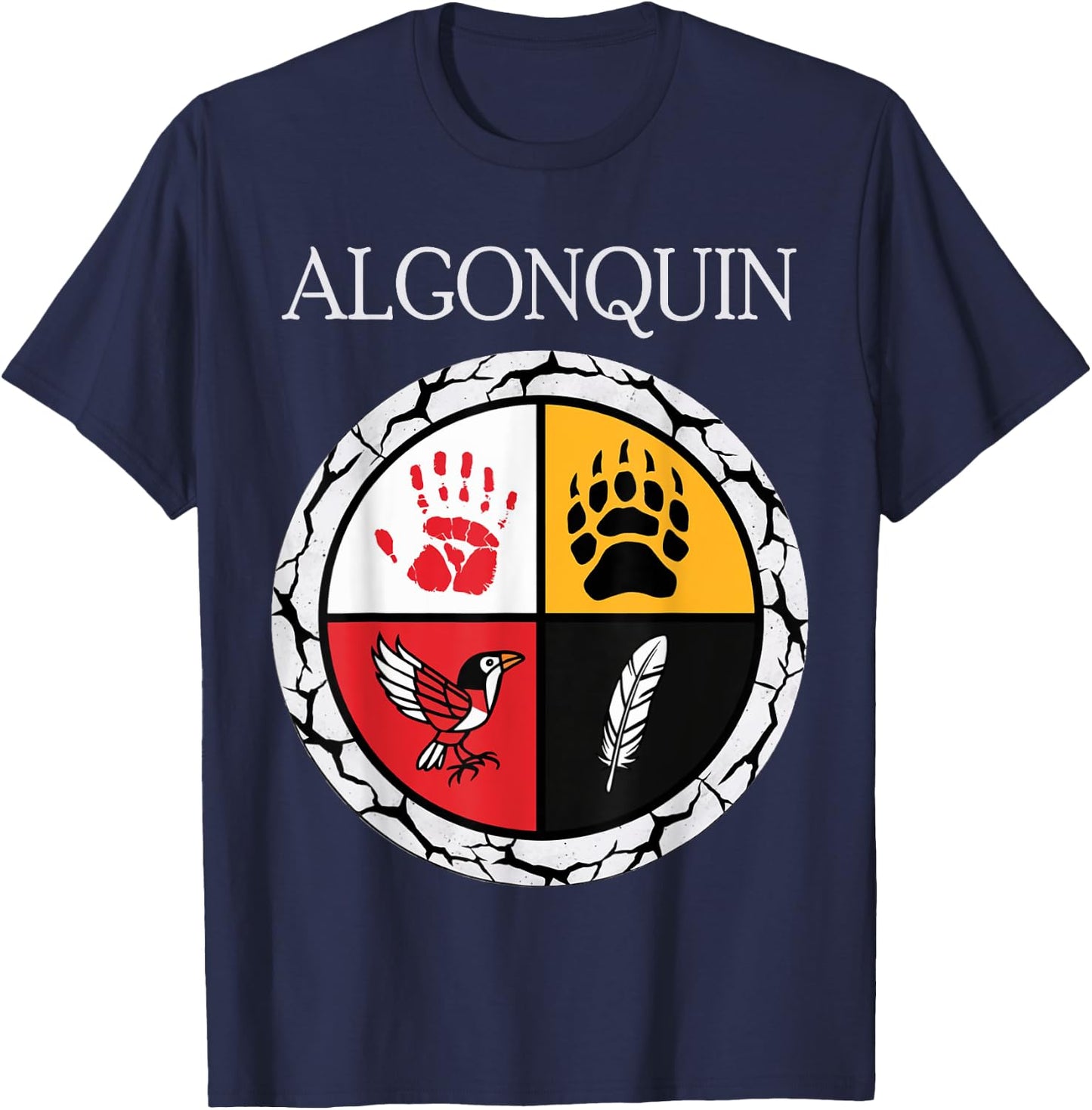 Algonquin Tribe Native American Medicine Wheel T-Shirt - T-Shirt | Navy
