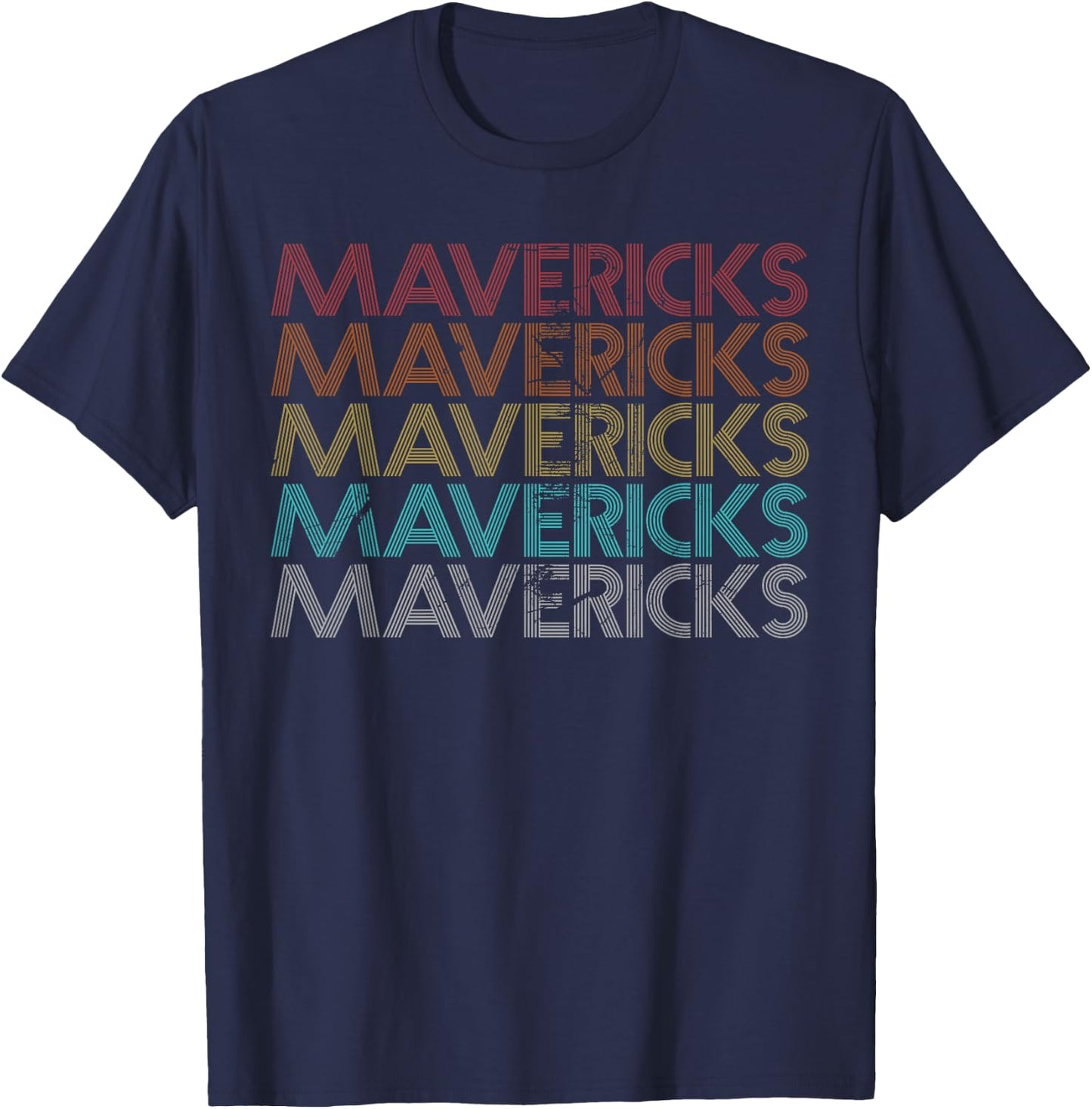 Mavericks Vintage Apparel Retro-Modern -Adult , Black, Small, Short Sleeve T-Shirt - T-Shirt | Navy