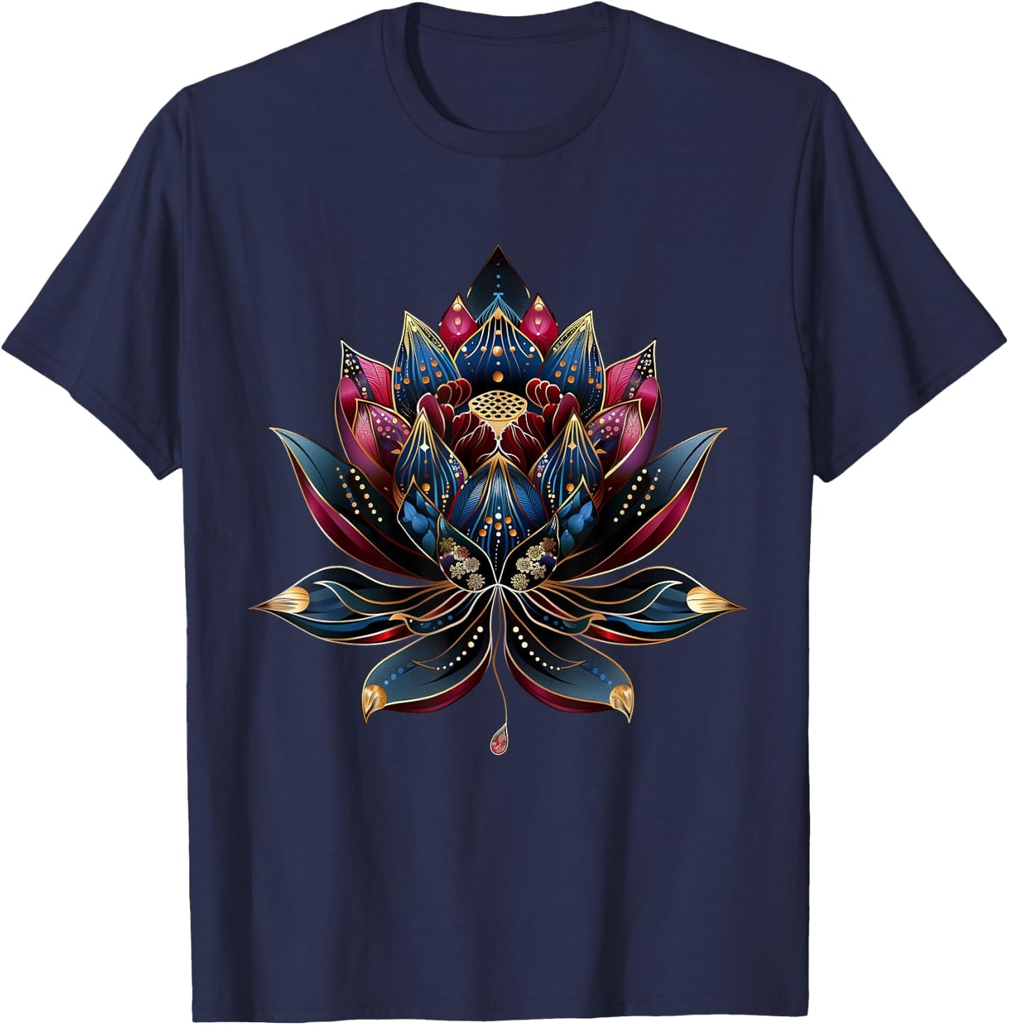 Lotus Flower Vintage Japanese Zen Buddhist Buddhism Yoga T-Shirt - T-Shirt | Navy