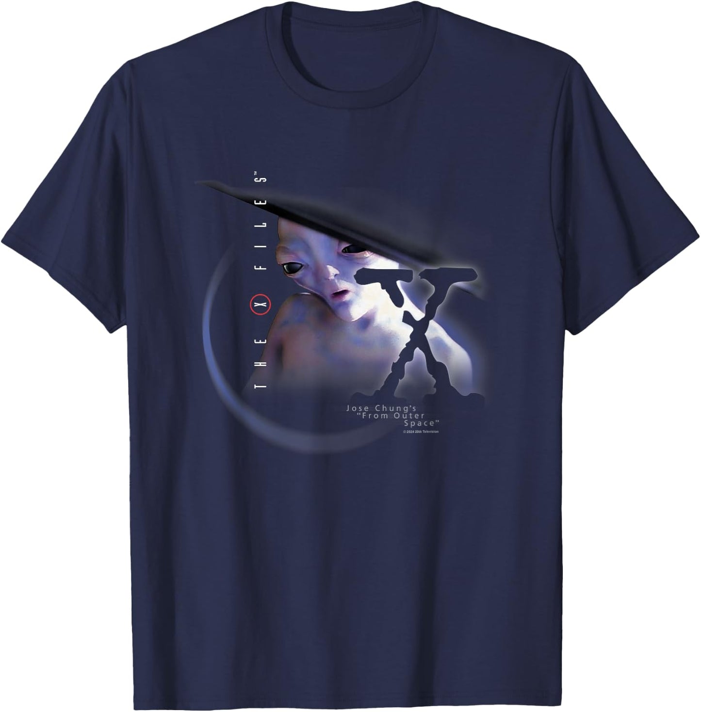 X-Files Jose Chung's From Outer Space Alien Big Chest Poster T-Shirt - T-Shirt | Navy