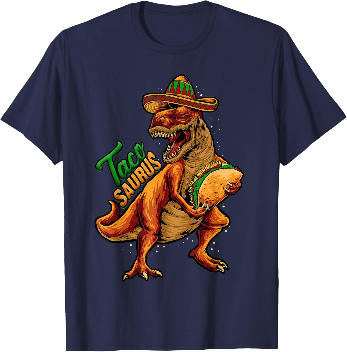 Tacosaurus Kids T-Rex Dinosaur Funny Taco Gift Fiesta T-Shirt - T-Shirt | Navy