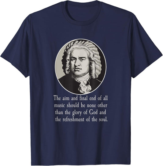 Johann Sebastian Bach Quote - Men's Adult Classic Fit Black Short Sleeve Music - Small T-Shirt - T-Shirt | Navy