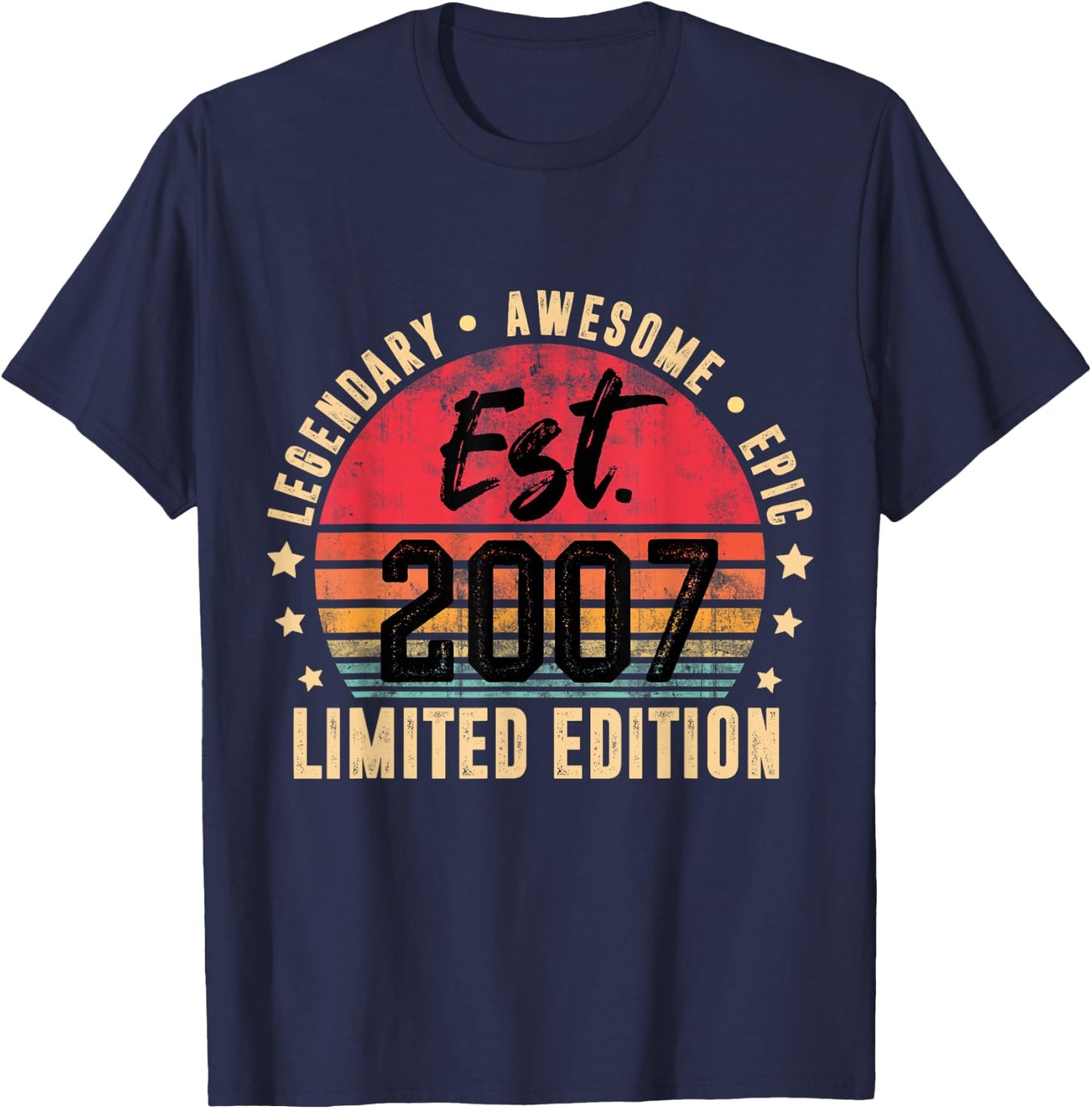 Est 2007 Limited Edition 17 Year Old Vintage 17th Birthday T-Shirt - T-Shirt | Navy