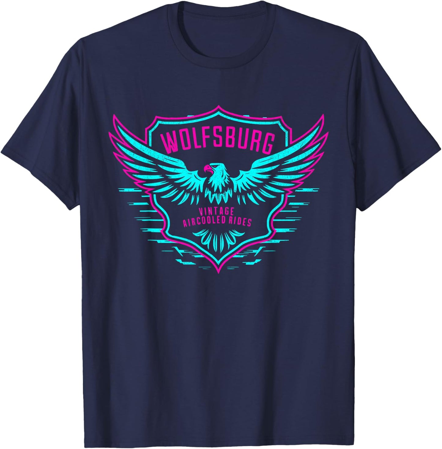 Retro Wolfsburg Germany Deutschland Vintage Air-Cooled Rides T-Shirt - T-Shirt | Navy