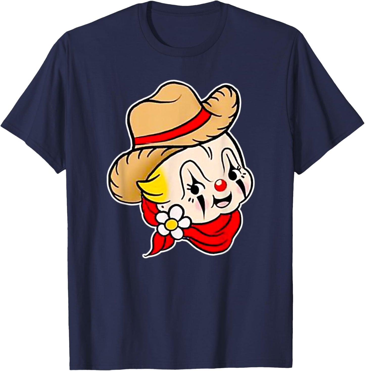 Kewpie Baby Rodeo Clown Cowboy Traditional Tattoo Flash T-Shirt - T-Shirt | Navy