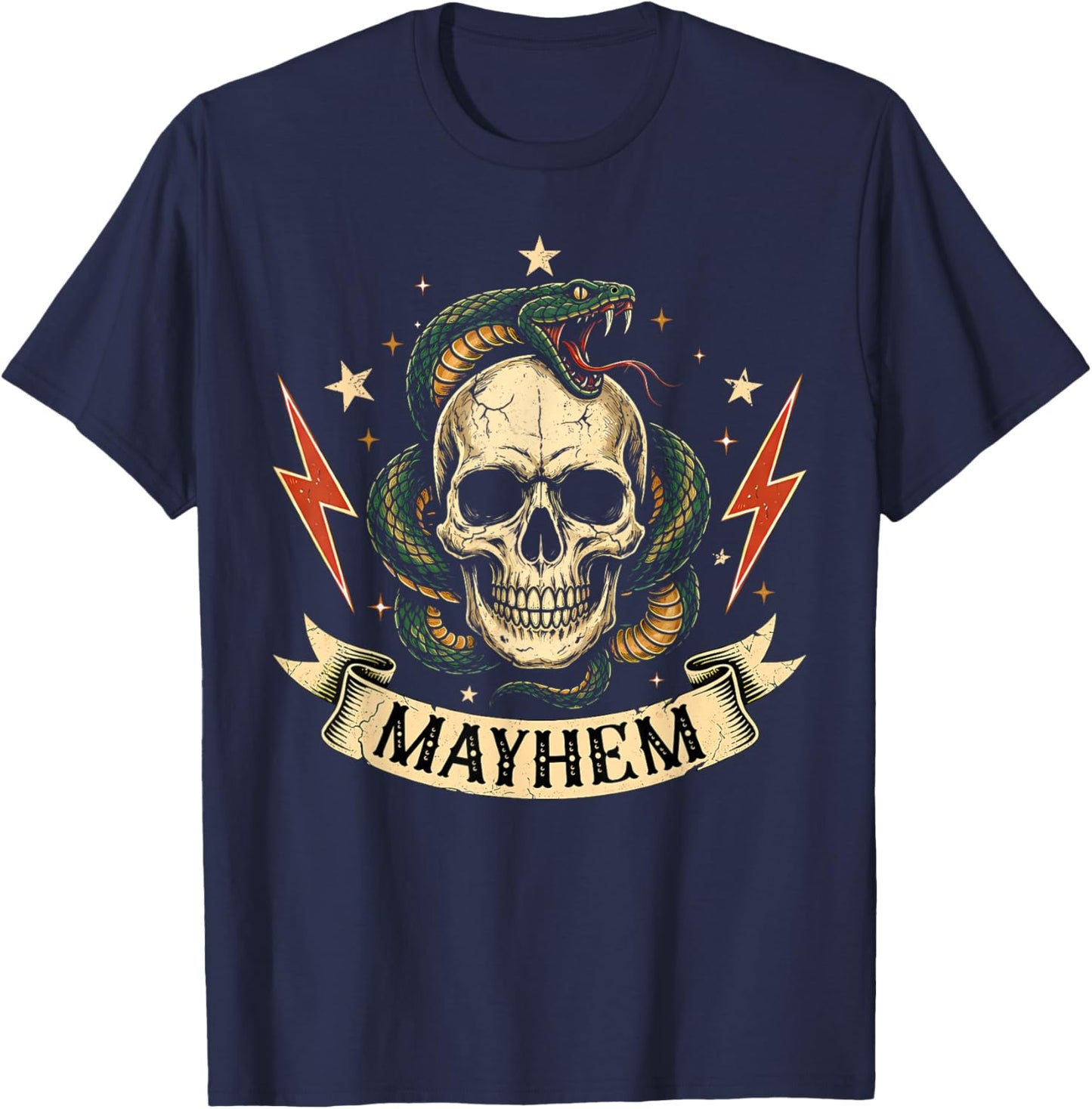 Mayhem Son Daughter Funny Matching Family T-Shirt - T-Shirt | Navy