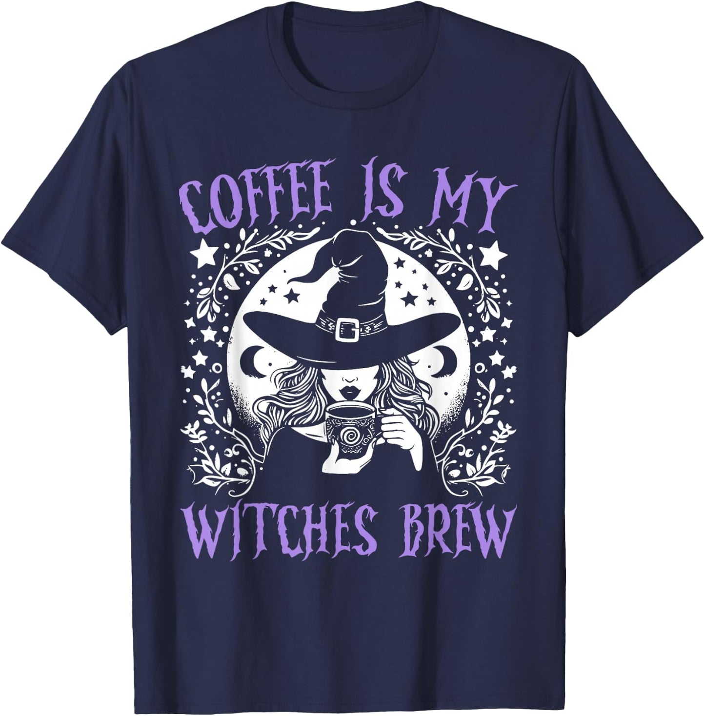 Coffee Is My Witches Brew Retro Halloween Witch Brew T-Shirt - T-Shirt | Navy