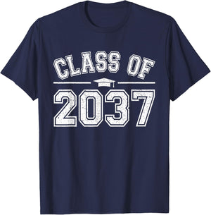 Preschool Class of 2037 Grow With Me Graduation 2037 Vintage T-Shirt - T-Shirt | Navy