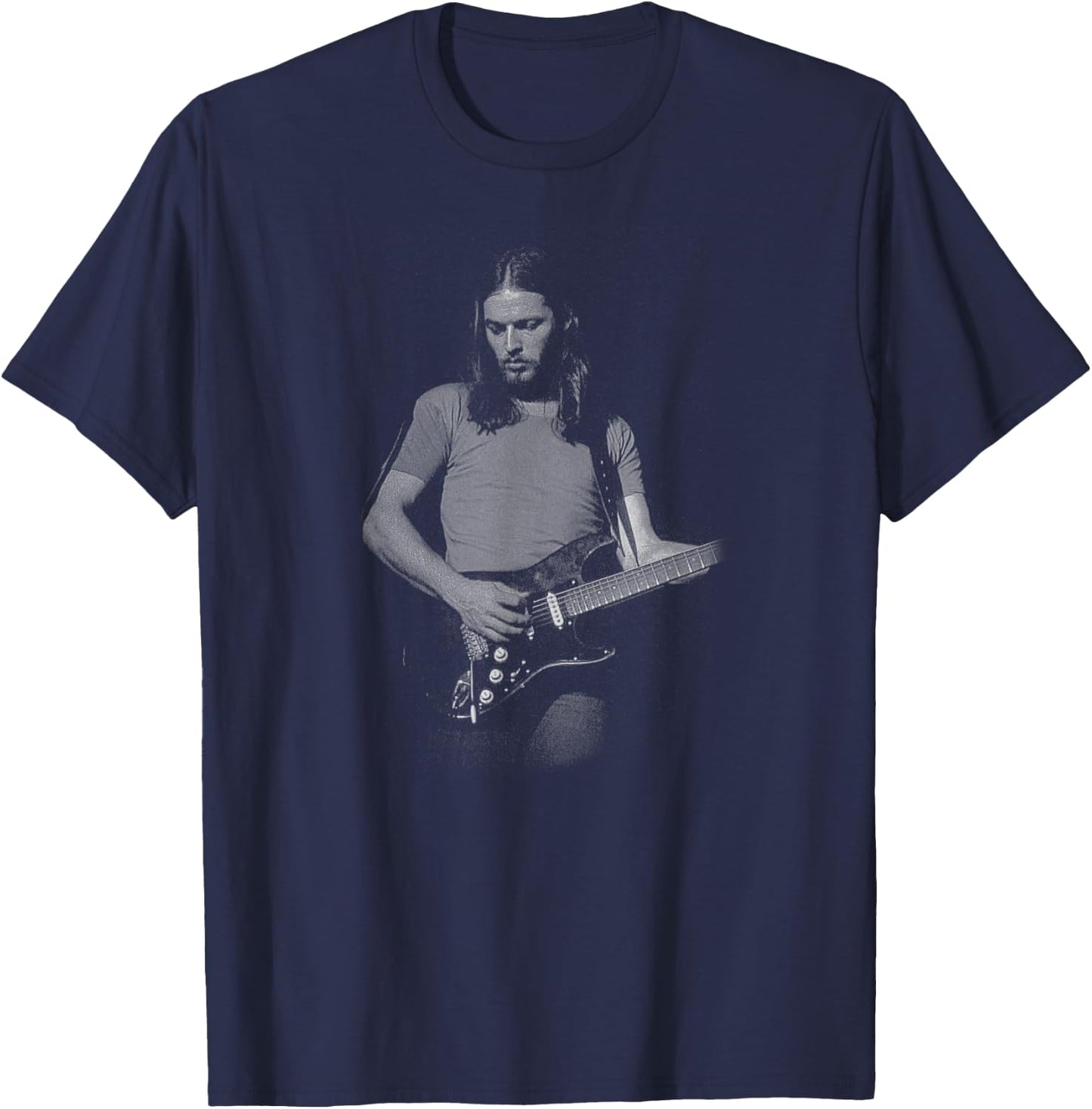 David Gilmour Greyscale Guitar Photo , Small, Black T-Shirt - T-Shirt | Navy