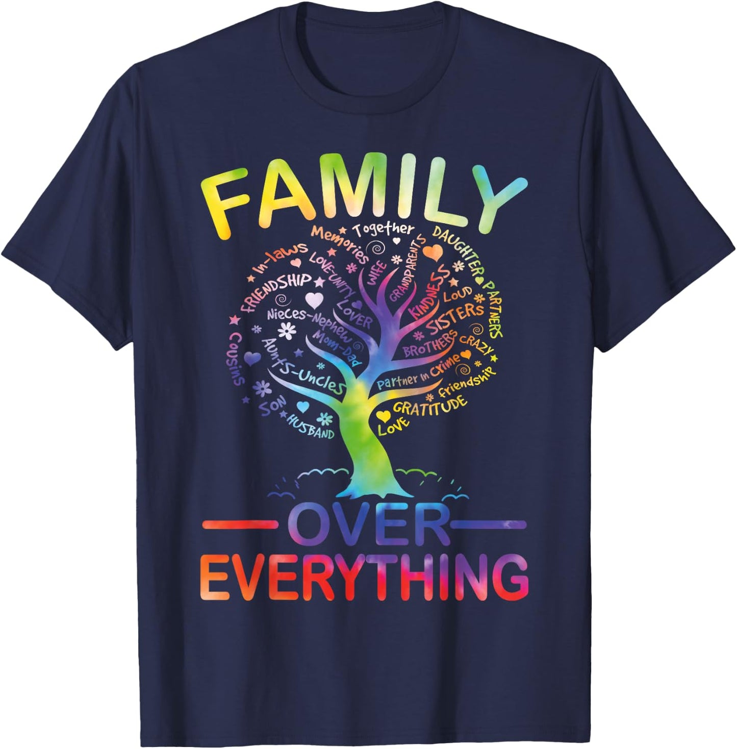 Family Over Everything Family Reunion Party Matching Tie Dye T-Shirt - T-Shirt | Navy
