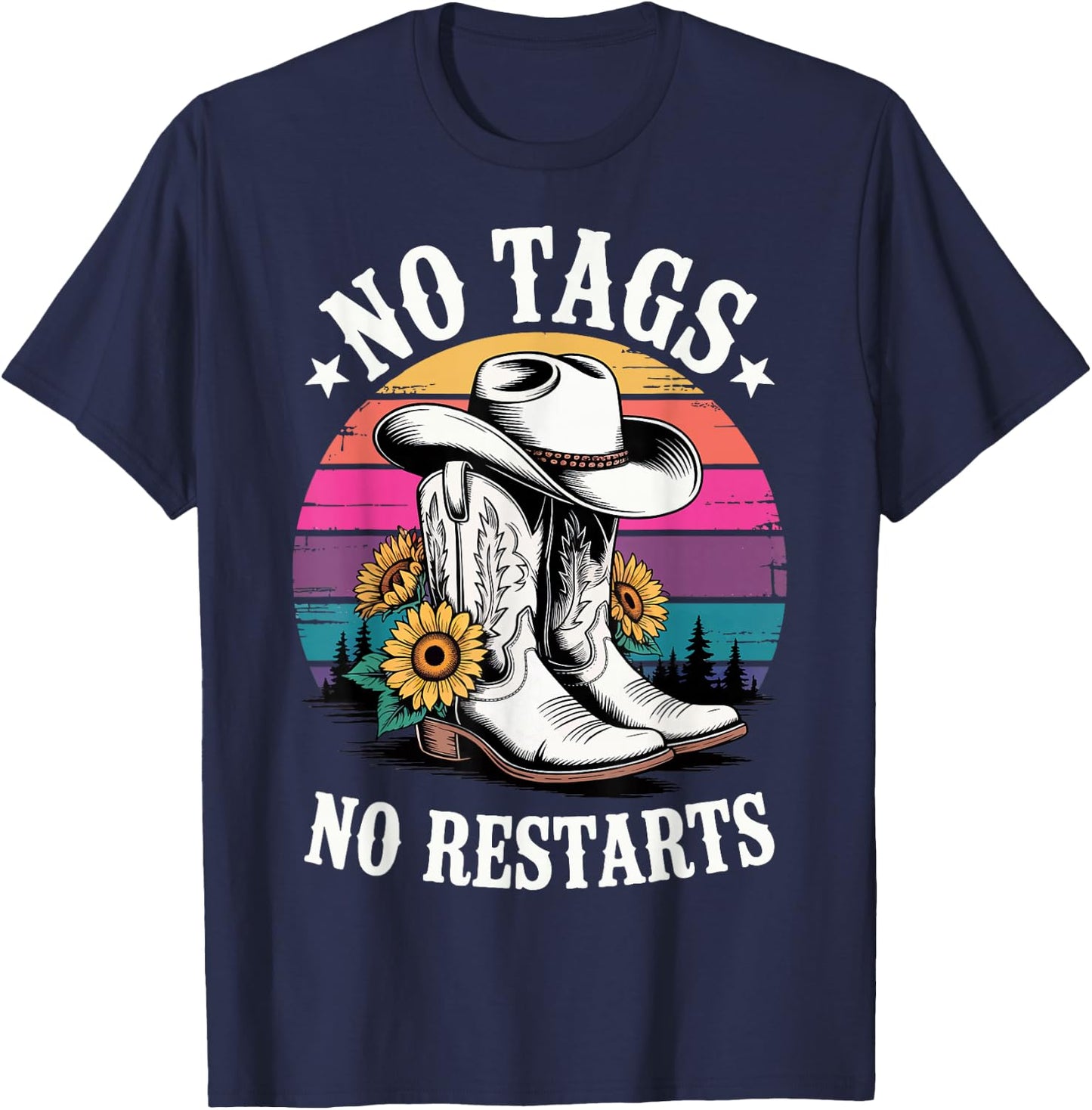 No Tags No Restarts Western Country Dancer T-Shirt - T-Shirt | Navy
