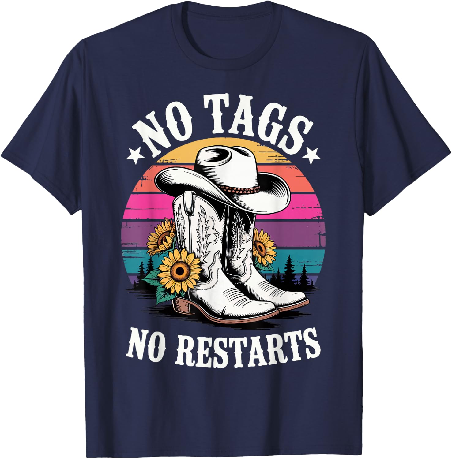 No Tags No Restarts Western Country Dancer T-Shirt - T-Shirt | Navy