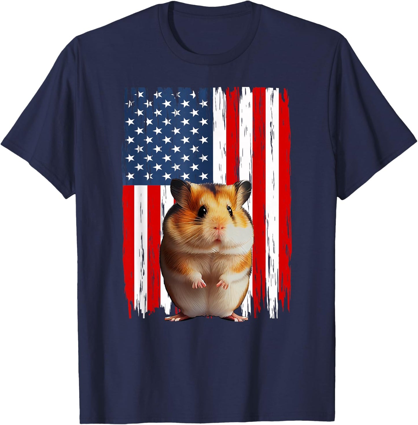 Patriotic Hamster American Flag 4th Of July Men Women T-Shirt - T-Shirt | Navy