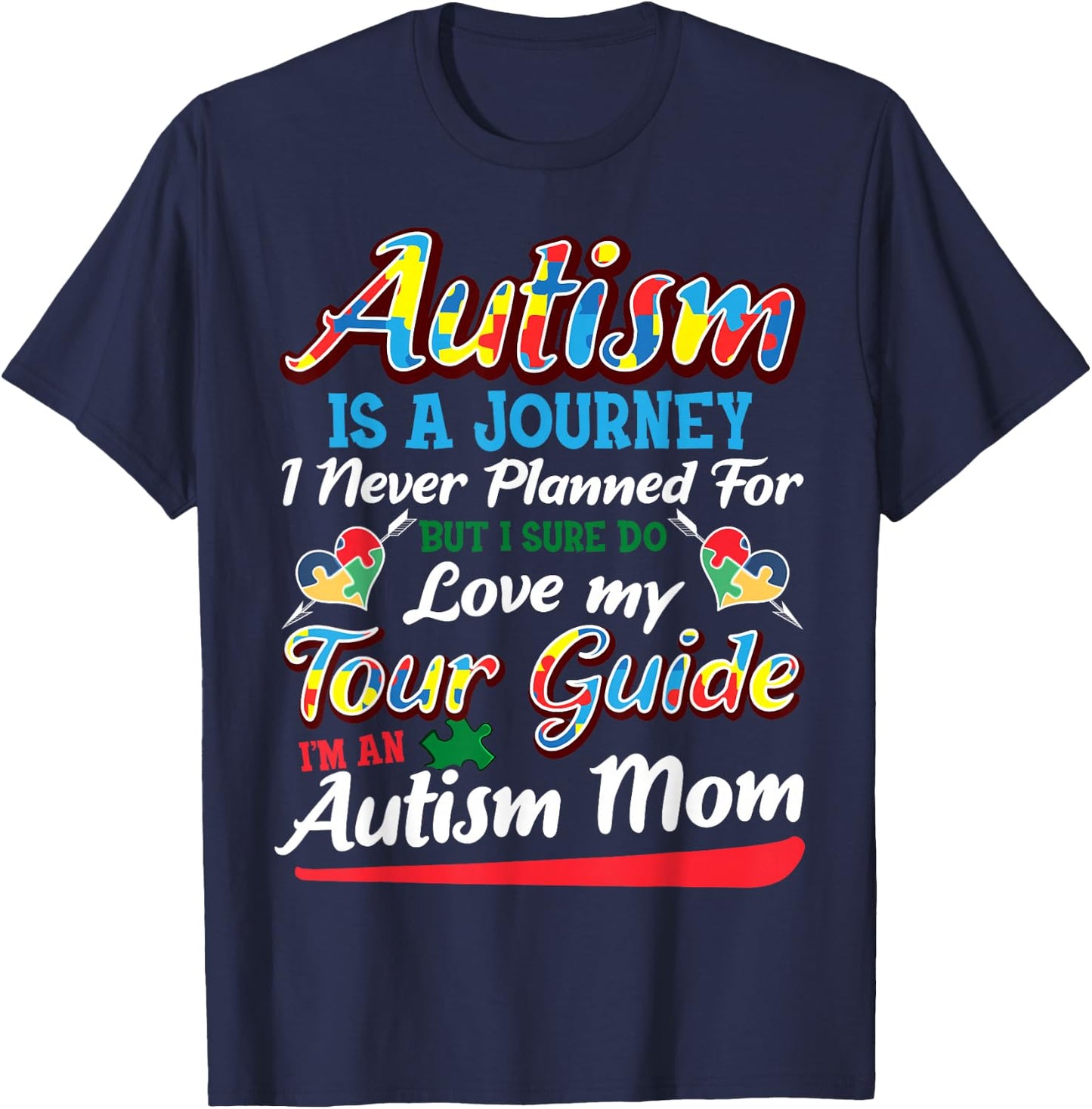 Autism Awareness Mom's Journey T-Shirt - T-Shirt | Navy