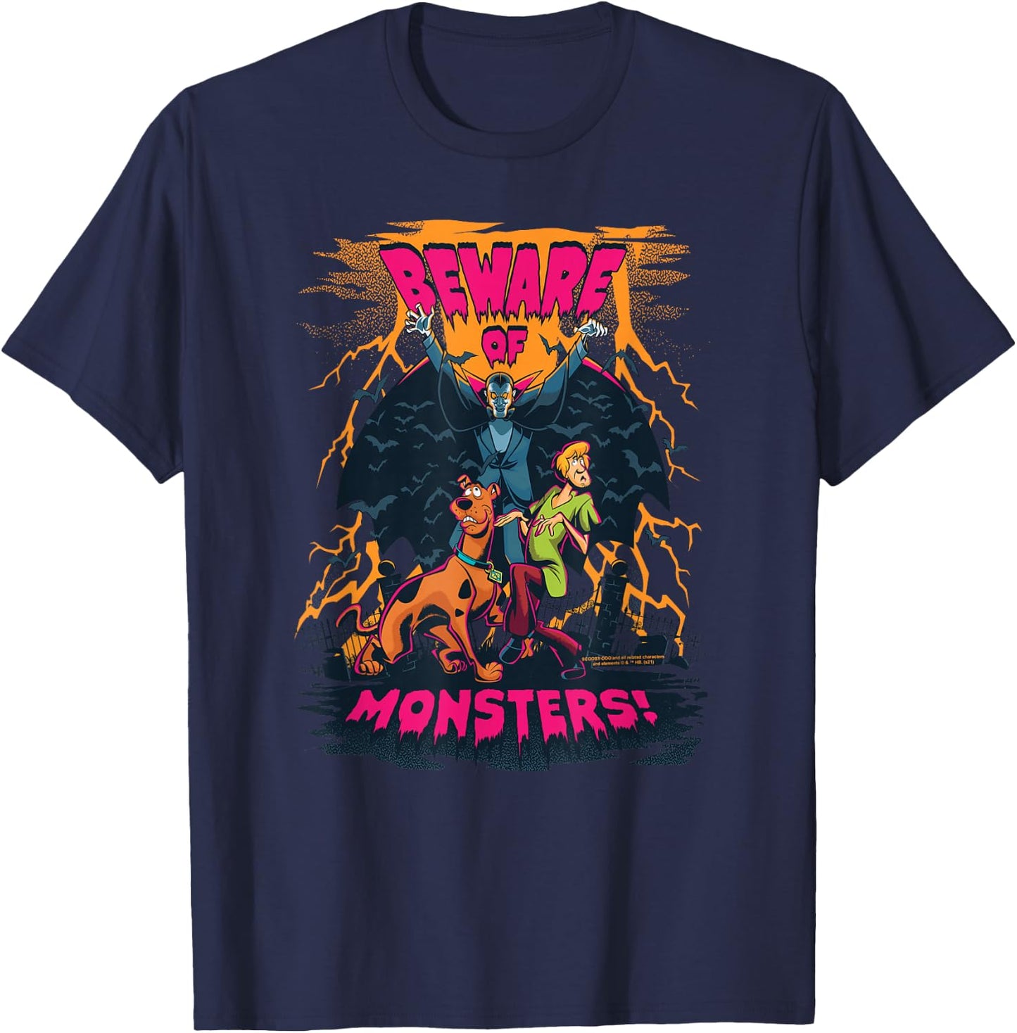Scooby-Doo and Shaggy Beware of Monsters T-Shirt - T-Shirt | Navy