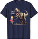 Cute T-Rex Dinosaur Pet on a Leach led by a Girl T-Shirt - T-Shirt | Navy