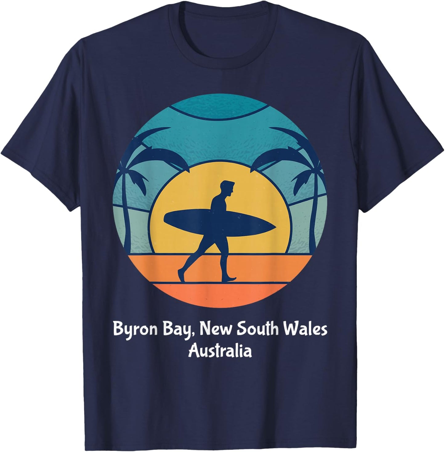 Byron Bay New South Wales Australia Surfing Vintage Surfer T-Shirt - T-Shirt | Navy