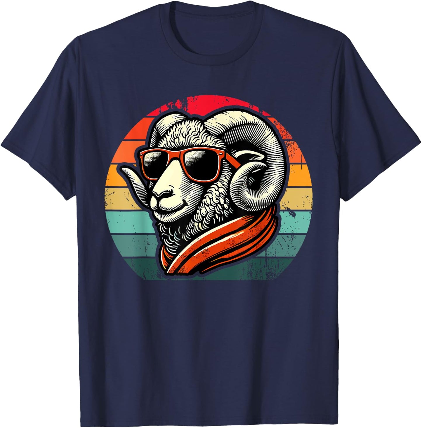 Retro Ram in Sunglasses Men Women Kids Novelty Funny Ram T-Shirt - T-Shirt | Navy